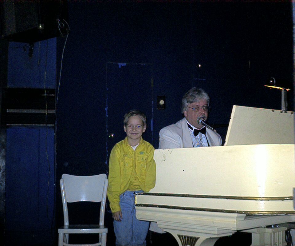 Future Band Leader Timmy Smolen helping his Dad on stage